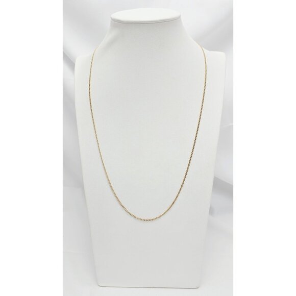 Unique Thin 14K Solid Yellow Gold Designer Cuban Link Chain Necklace 22" Length - Picture 5 of 14